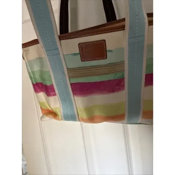 Coach Y2K Water Color Hampton tote canvas hand shoulder Bag Purse 10067 - Picture 6 of 16